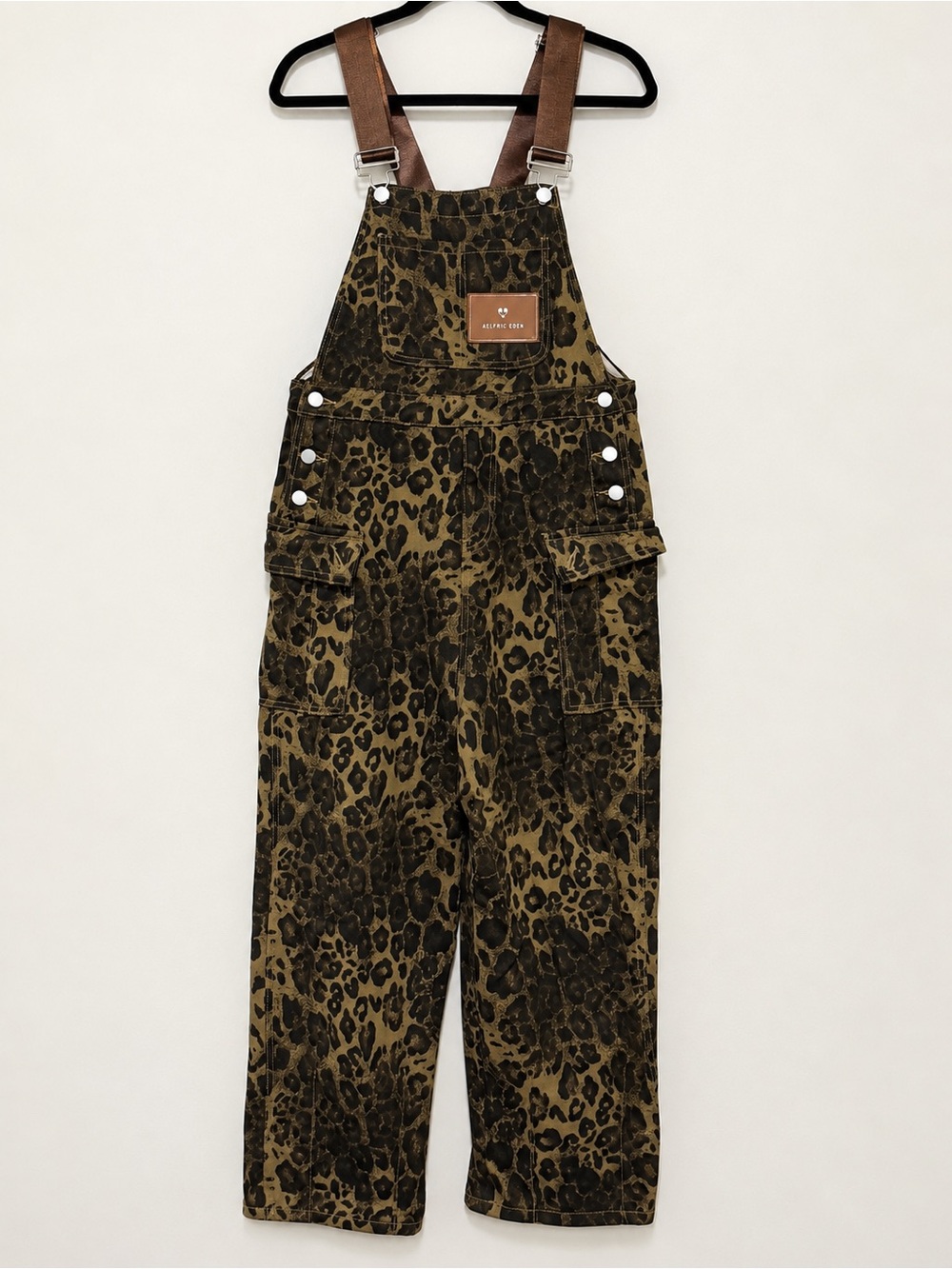 Aelfric Eden Size Small Leopard Print Cargo Overalls Streetwear Y2K Baggy